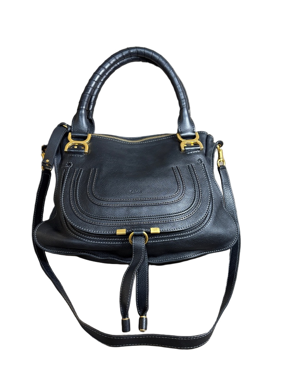 Chloé Marcie Black Leather Satchel